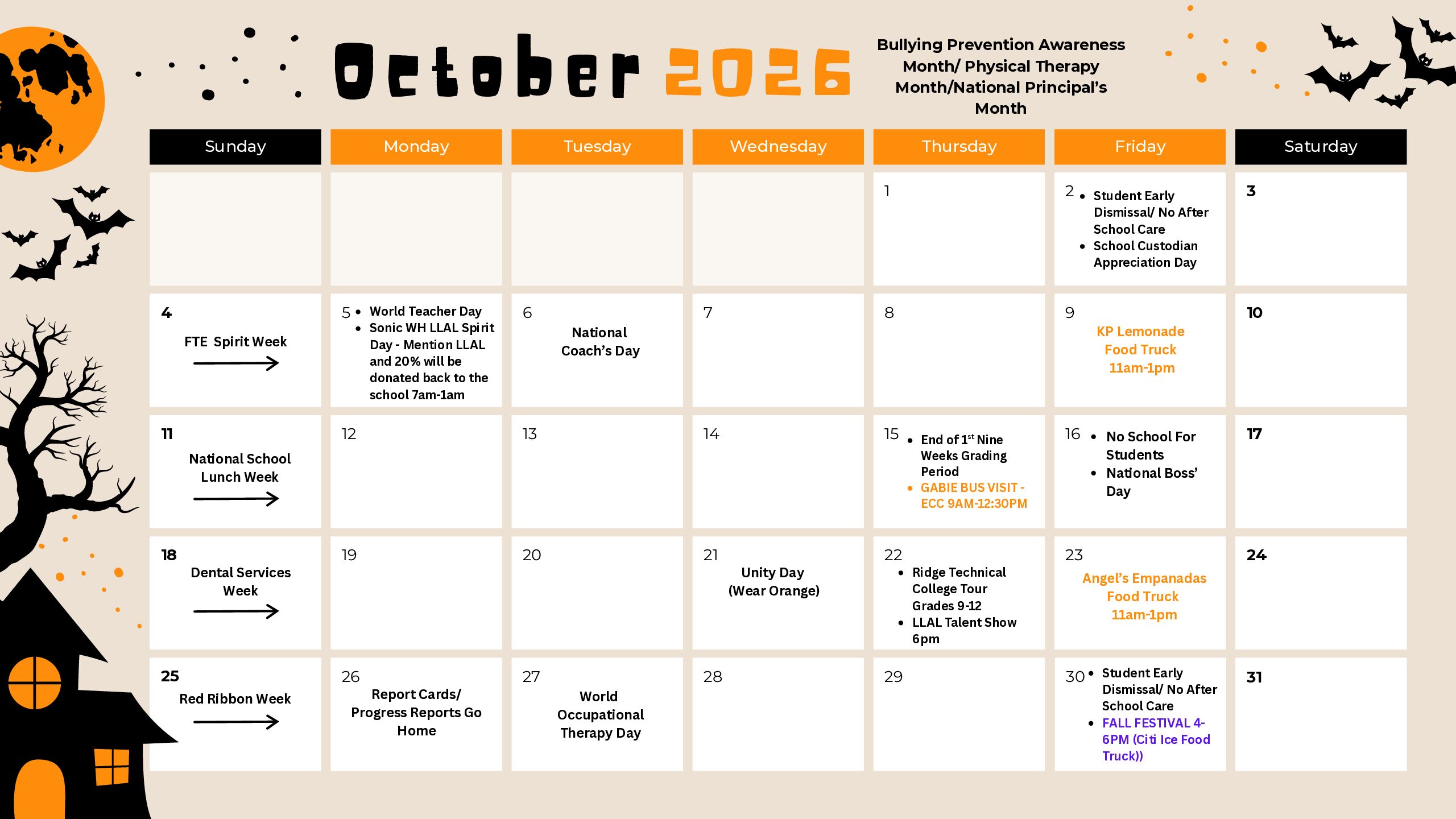 October 2026 Calendar